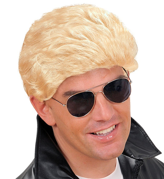 Blonde Greaser-Perücke im Retro-Stil für Fasnacht und Mottoparty