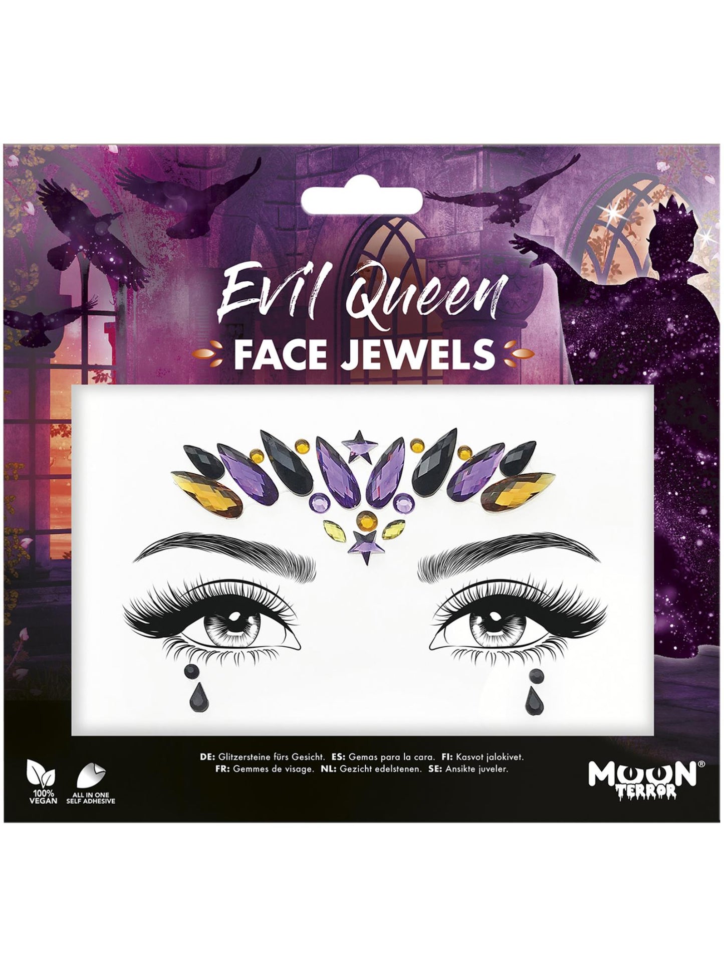 Smiffys Moon Terror Face Jewels, Evil Queen CD für Unisex