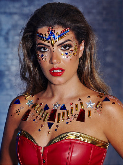 Rubies Wonder Woman Body Jewel mit Glitter Face Jewels – Rückansicht