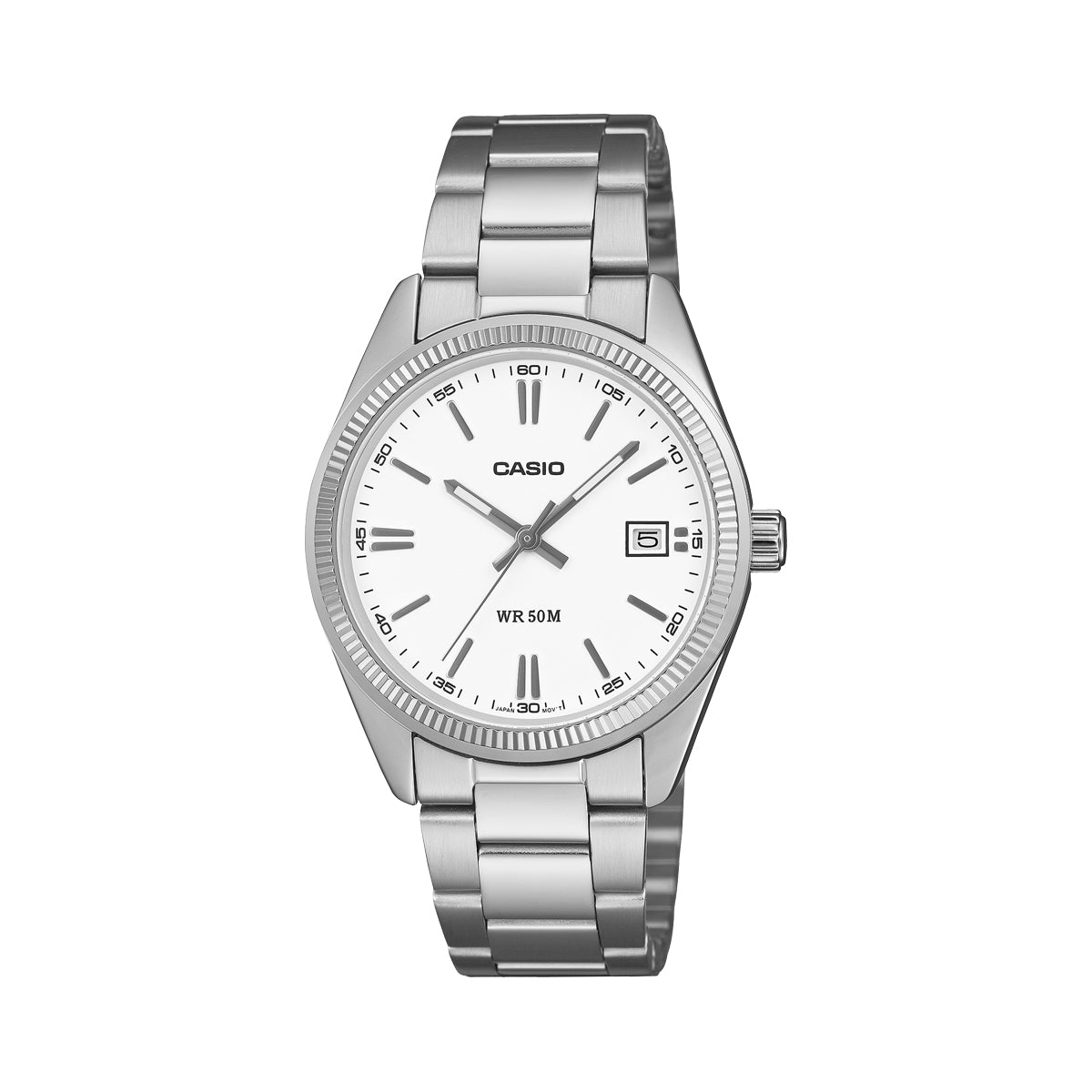 CASIO COLLECTION & VINTAGE CASIO COLLECTION UNISEX DATE weisse Armbanduhr mit Datumsanzeige – Produktansicht