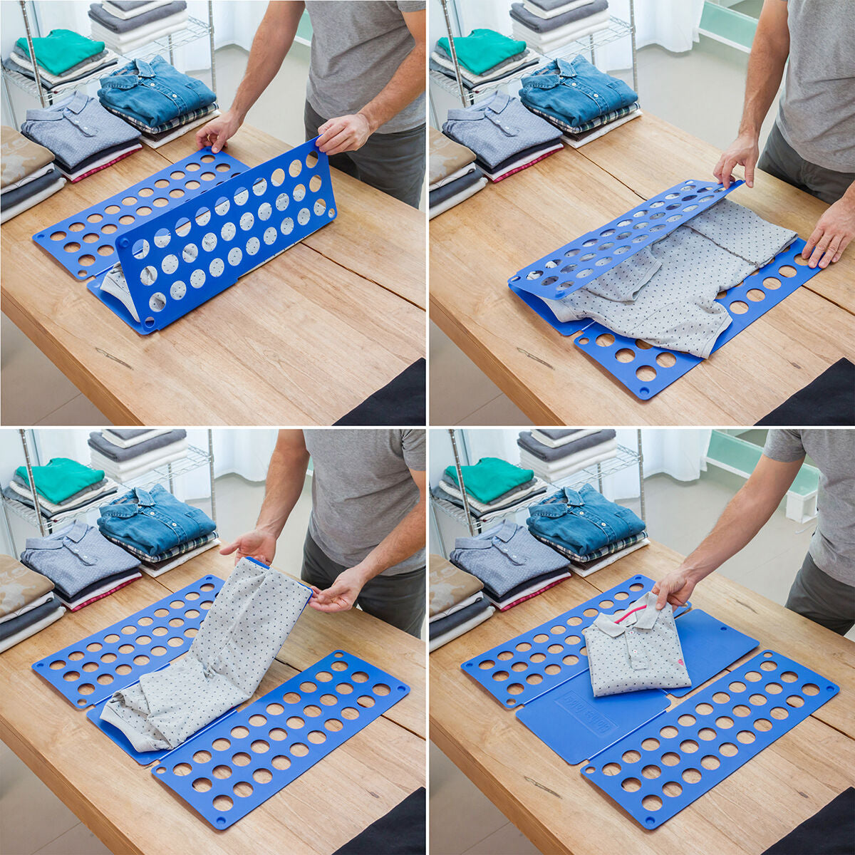 Blaues Wäschefaltbrett InnovaGoods zum Falten von Kleidung – Verpackung