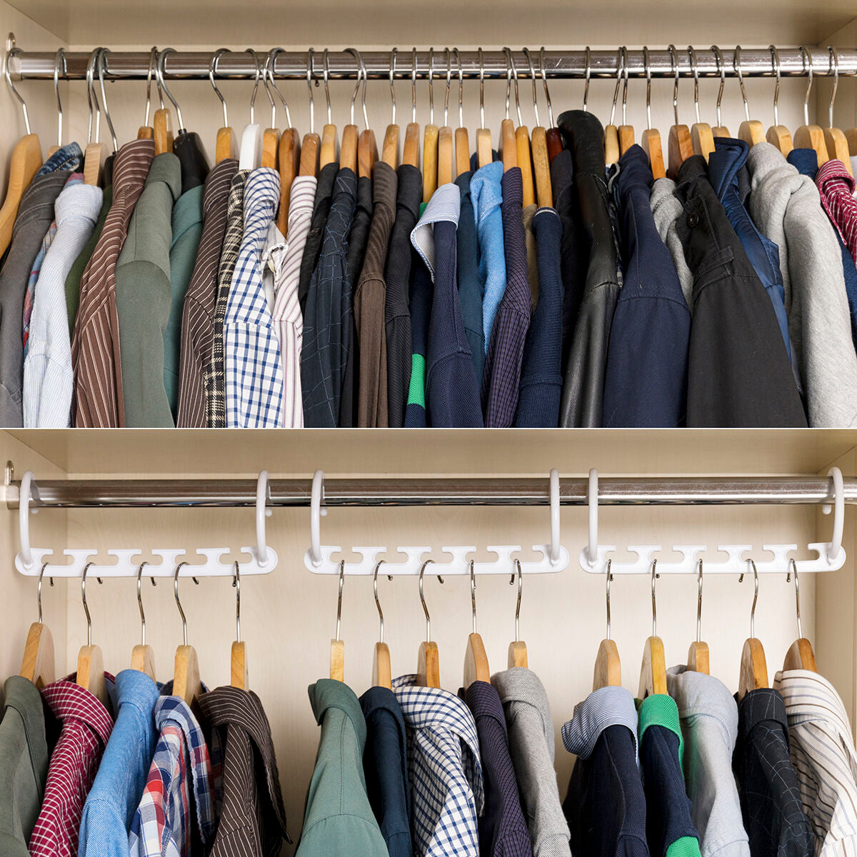 Plusrobe Kleiderbügel-Organizer von InnovaGoods, 24-teilig, Weiss – Rückansicht