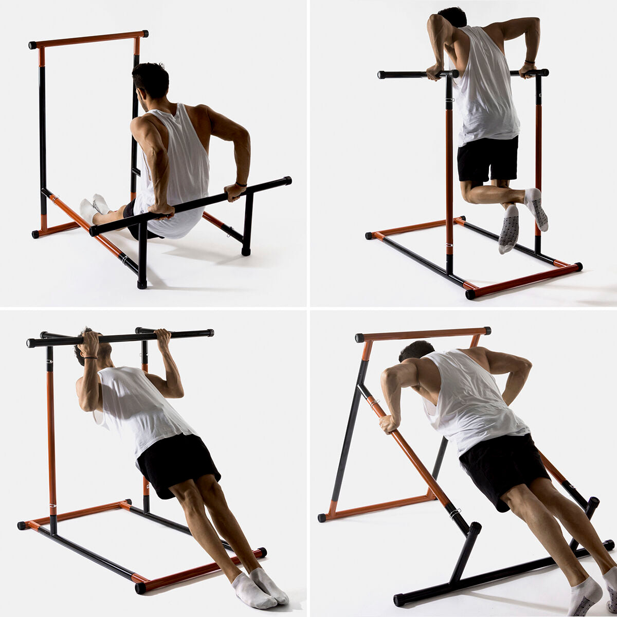 Klimmzug- und Fitnessstation von InnovaGoods in Schwarz und Orange – Rückansicht