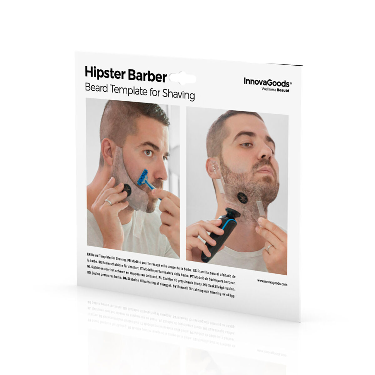 Hipster Barber Bartschablone von InnovaGoods aus transparentem Polycarbonat – Seitenansicht