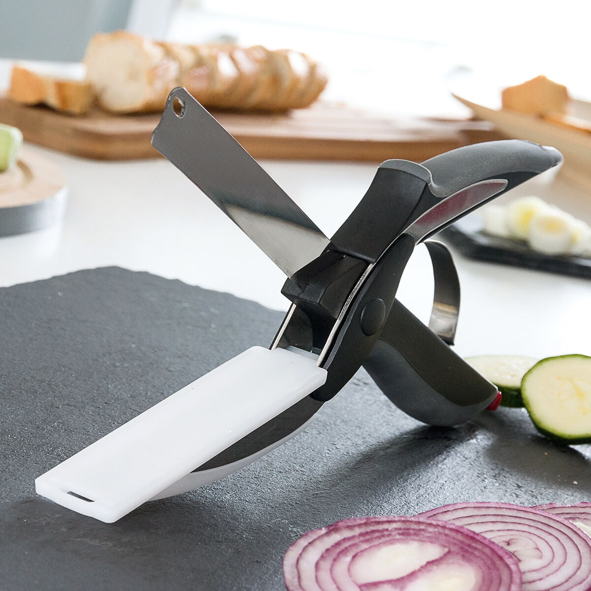 Scherenmesser Scible InnovaGoods mit integriertem Mini-Schneidebrett – Verpackung