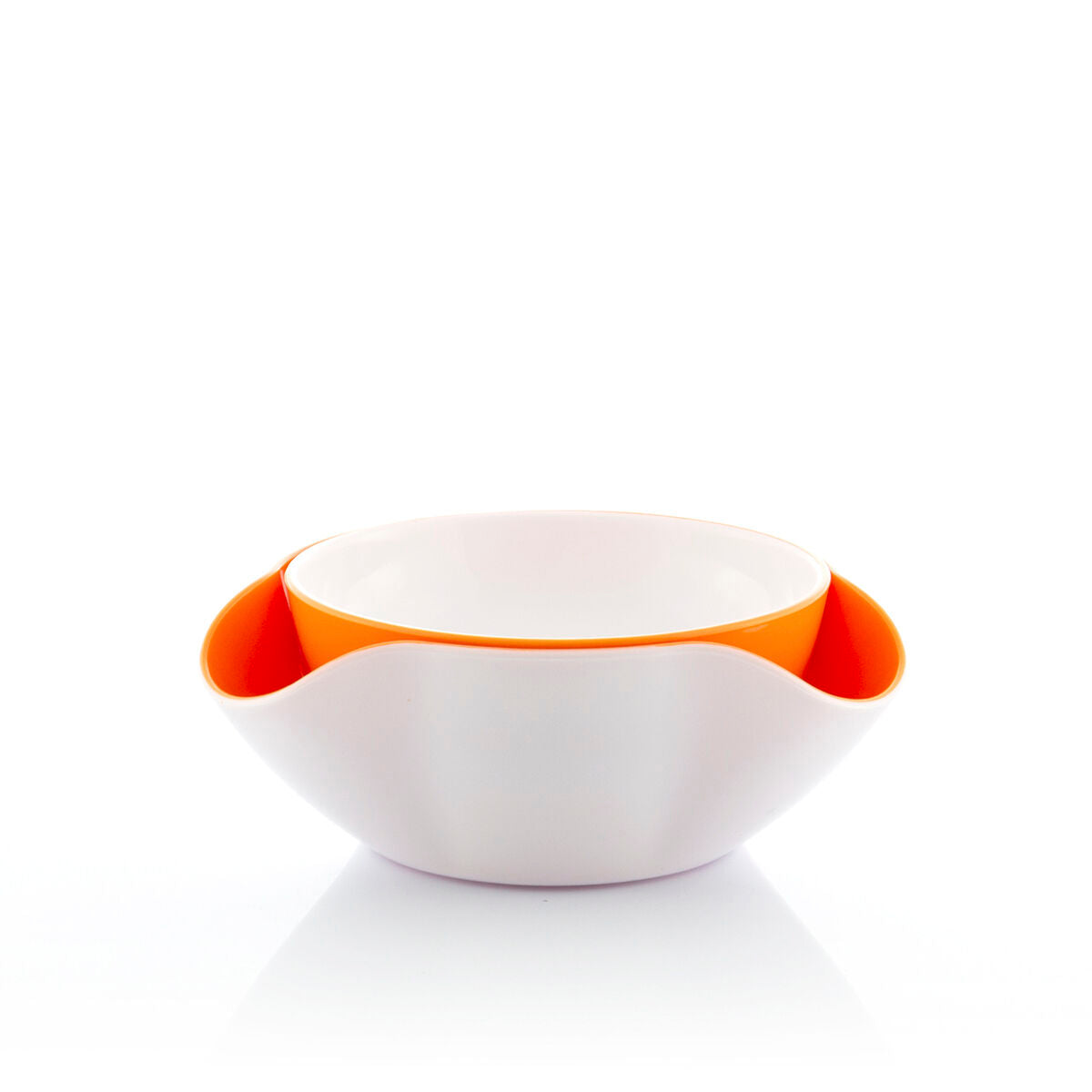 InnovaGoods 2-in-1-Schalenset für Vorspeisen, 2 stapelbare Schalen in Weiss und Orange – Rückansicht