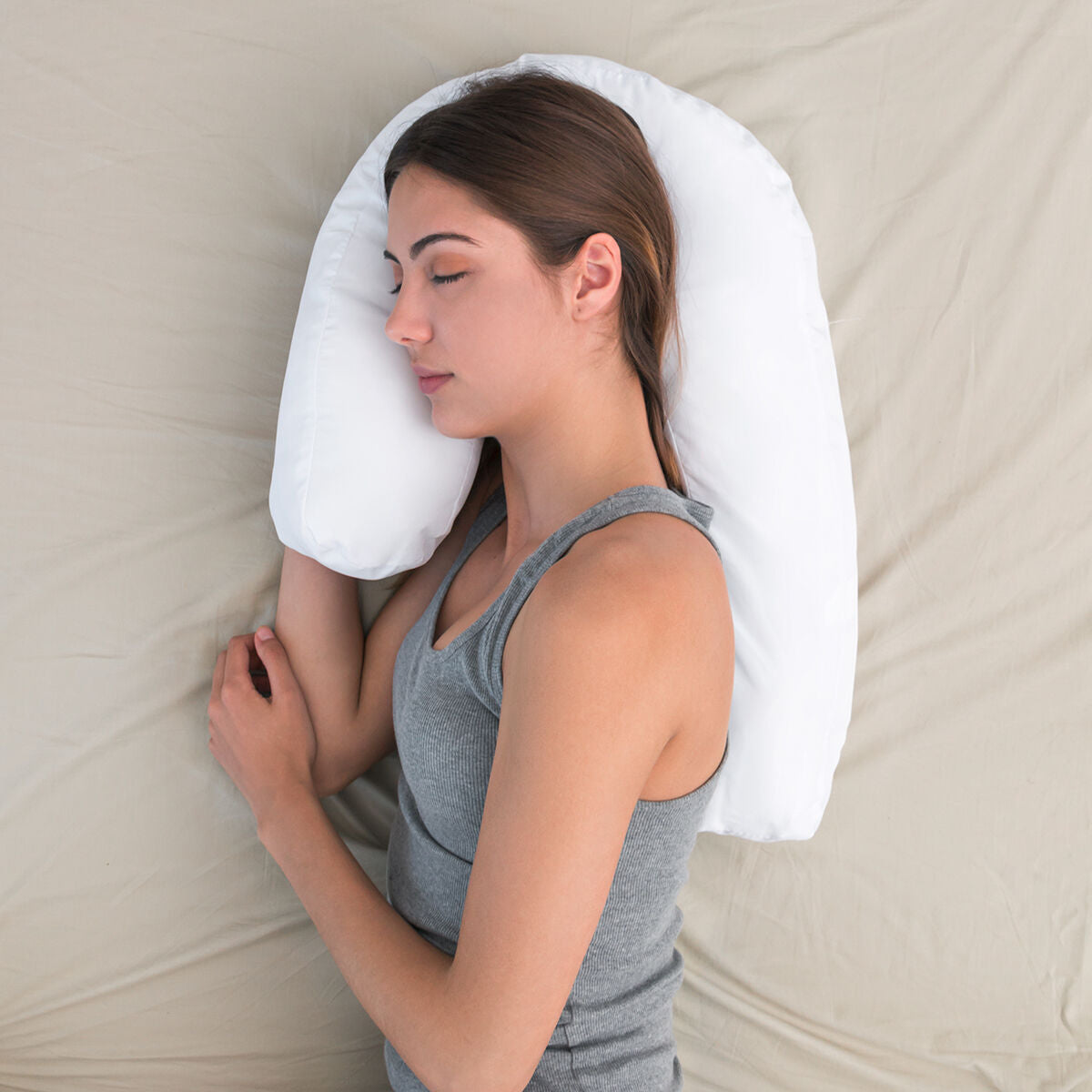 Ergonomisches U-förmiges Seitenschläferkissen Slupill InnovaGoods in Weiss – Produktansicht