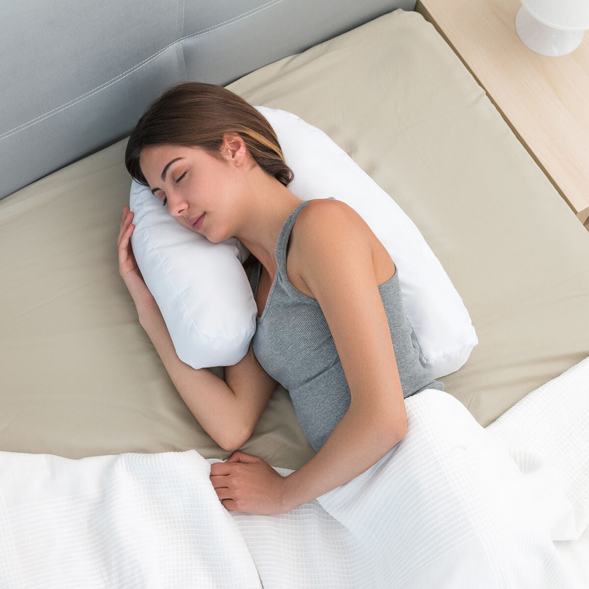 Ergonomisches U-förmiges Seitenschläferkissen Slupill InnovaGoods in Weiss – Ansicht 7