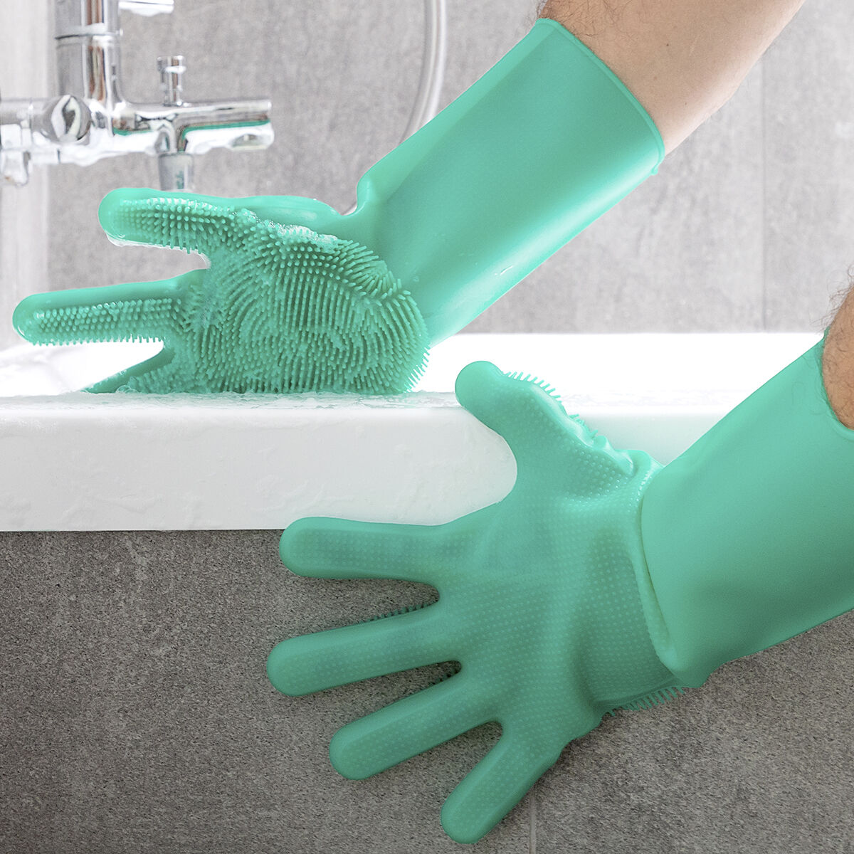 Grüne Mehrzweckhandschuhe aus Silikon von InnovaGoods – Ansicht 8