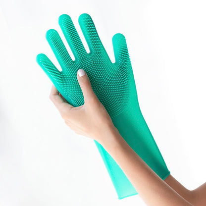 Grüne Mehrzweckhandschuhe aus Silikon von InnovaGoods – Rückansicht