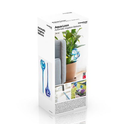 Aqua·Loon automatische Bewässerungsballons von InnovaGoods, 2 Stück, blaues Glas – Anwendungsansicht