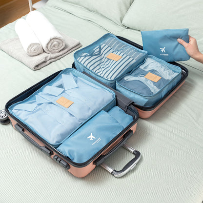 Luggan Koffer-Organizer von InnovaGoods, blaues 6-teiliges Set – Seitenansicht