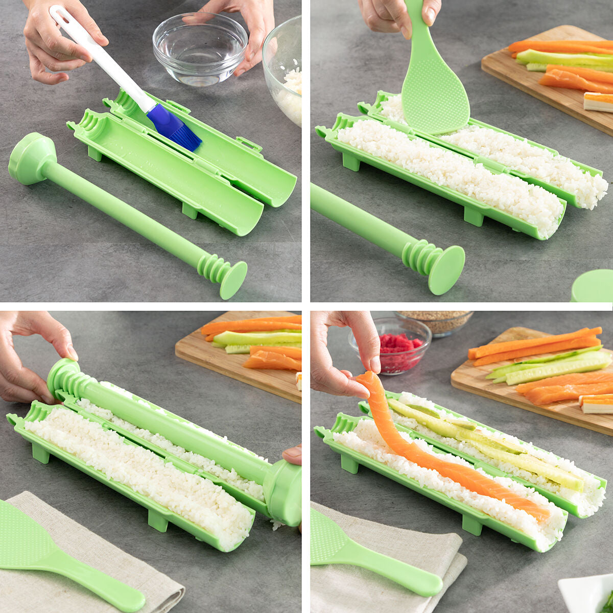 InnovaGoods Suzooka Sushi-Set mit Form, Reislöffel und Silikonmatte – Ansicht 8