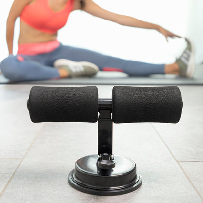 Schwarze CoreUp Sit-up-Stange mit Saugnapf von InnovaGoods für Bauchmuskeltraining – Seitenansicht