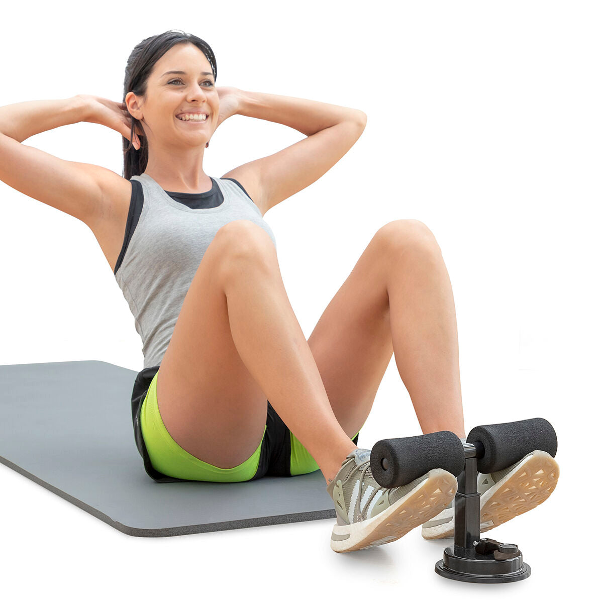Schwarze CoreUp Sit-up-Stange mit Saugnapf von InnovaGoods für Bauchmuskeltraining – Verpackung