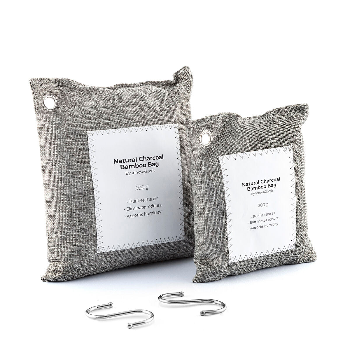 InnovaGoods Bacoal Aktivkohle-Luftreinigungsbeutel 2er-Set – Seitenansicht