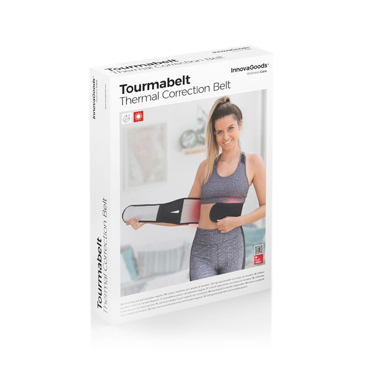 Tourmabelt InnovaGoods Haltungskorrektur-Gürtel mit Turmalin-Magneten in Schwarz und Weiss – Verpackung