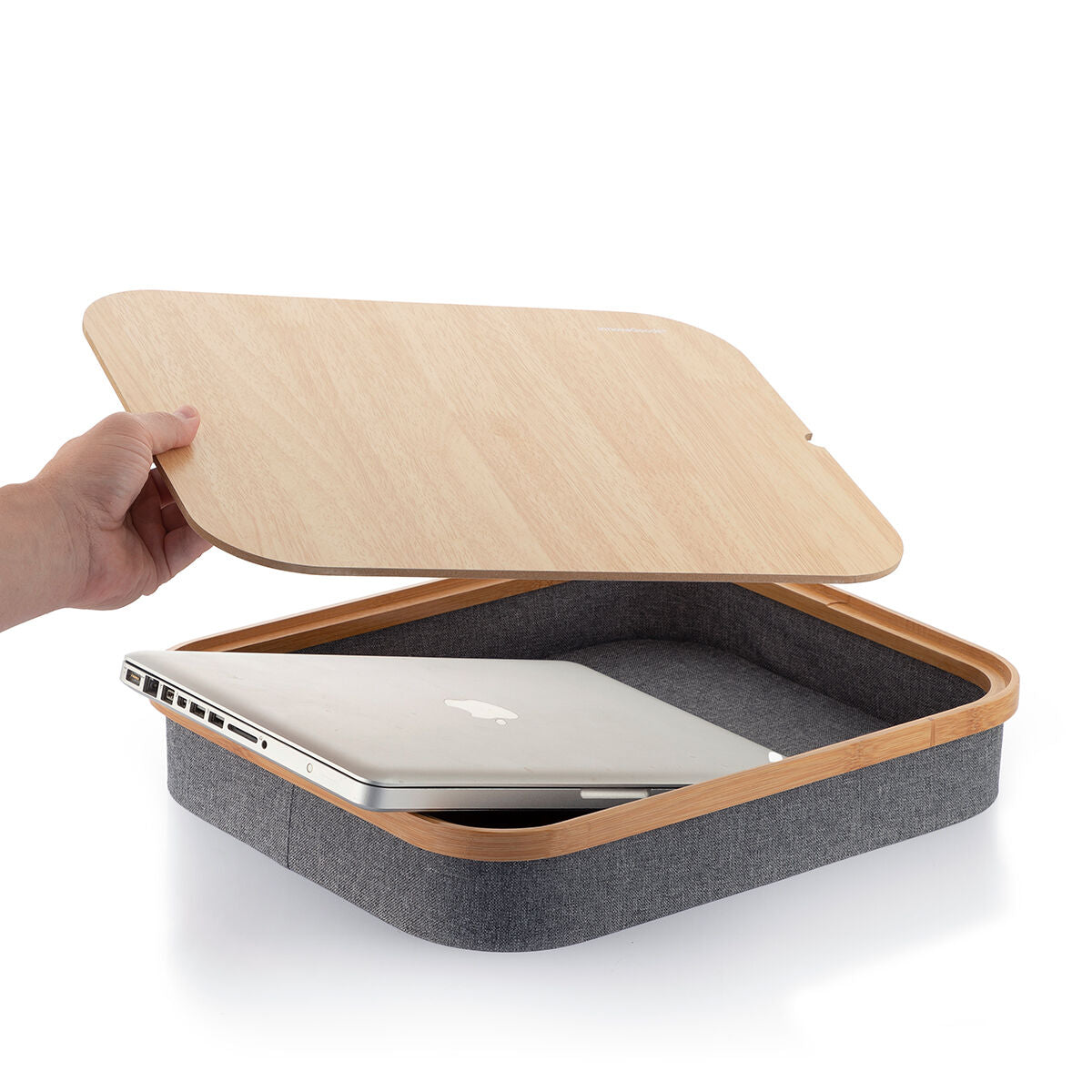 Tragbare Laptop-Unterlage Larage mit Ablagefach von InnovaGoods – Seitenansicht