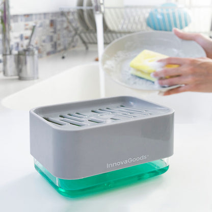 InnovaGoods Pushoap 2-in-1-Seifenspender für das Spülbecken mit Schwammhalter – Produktansicht