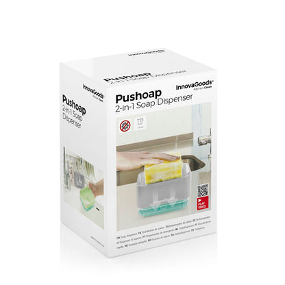 InnovaGoods Pushoap 2-in-1-Seifenspender für das Spülbecken mit Schwammhalter – Detailansicht