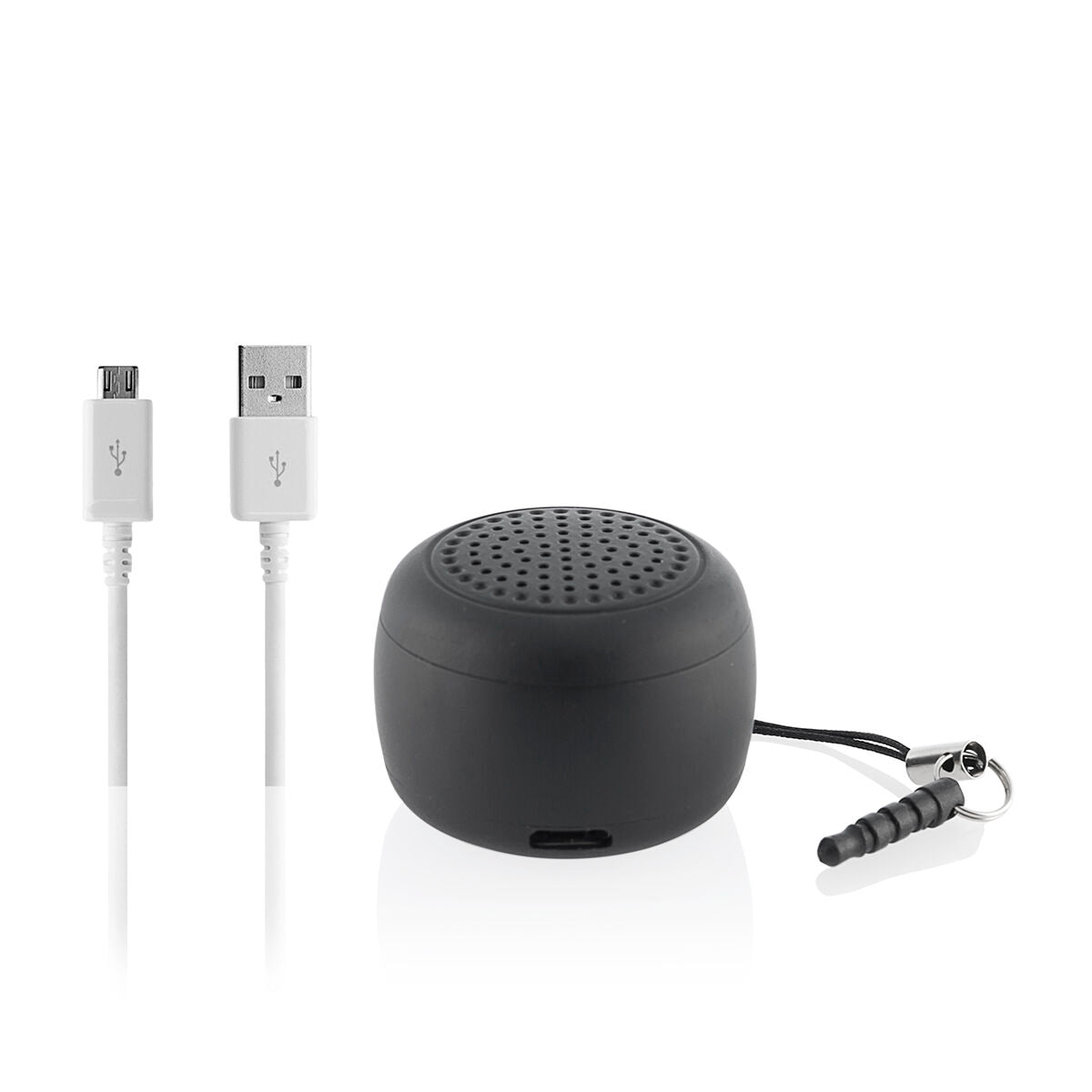 Wiederaufladbarer tragbarer Mini-Bluetooth-Lautsprecher Miund von InnovaGoods in Schwarz – Rückansicht