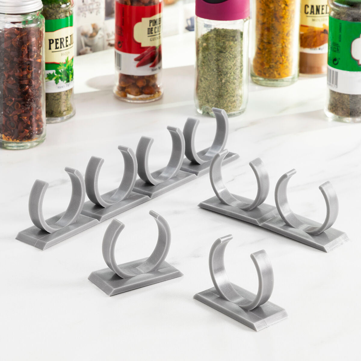 Selbstklebendes aufteilbares Gewürzregal Jarlock x20 von InnovaGoods in Grau – Ansicht 8