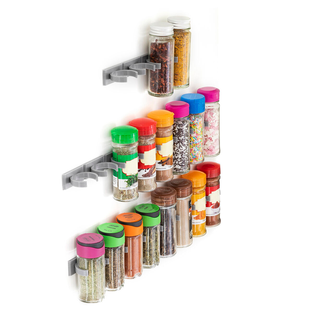 Selbstklebendes aufteilbares Gewürzregal Jarlock x20 von InnovaGoods in Grau – Verpackung