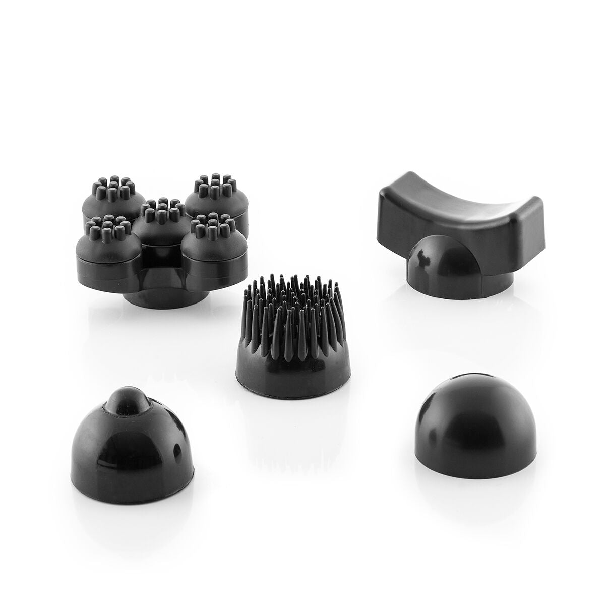 Wiederaufladbares Handmassagegerät Masfin von InnovaGoods in Schwarz mit Massageaufsätzen – Anwendungsansicht