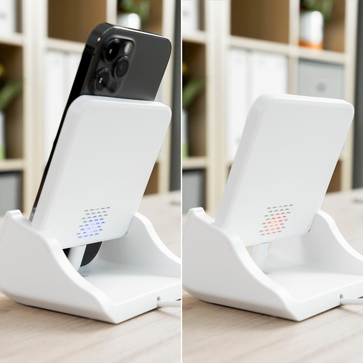 Kabelloses Multipositions-Ladegerät Pomchar mit Handyhalterung von InnovaGoods – Anwendungsansicht