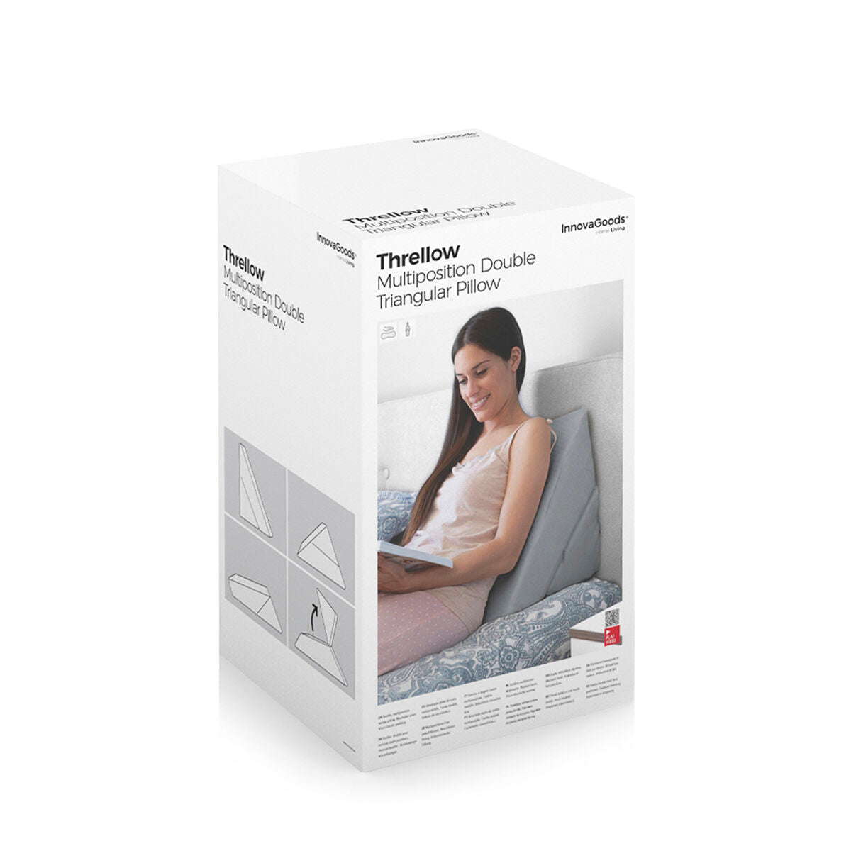 Dreieckiges Multi-Positions-Doppelkeil-Kissen Threllow von InnovaGoods in Grau – Detailansicht