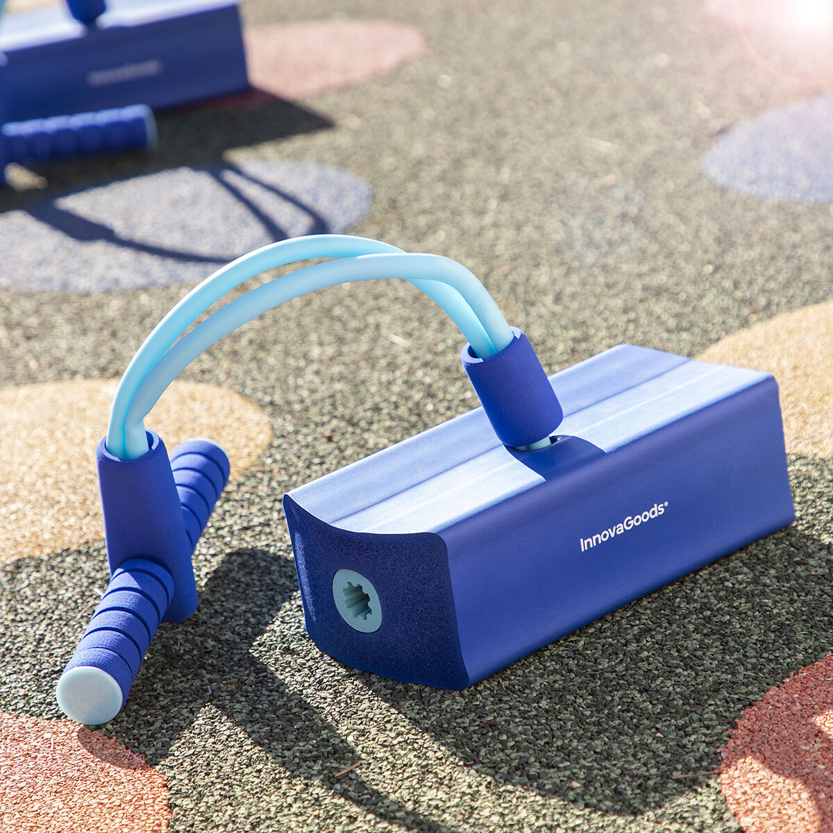 Blauer Gummi-Pogospringer FunP von InnovaGoods – Verpackung
