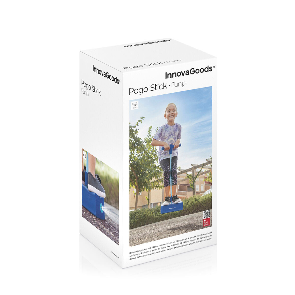 Blauer Gummi-Pogospringer FunP von InnovaGoods – Anwendungsansicht