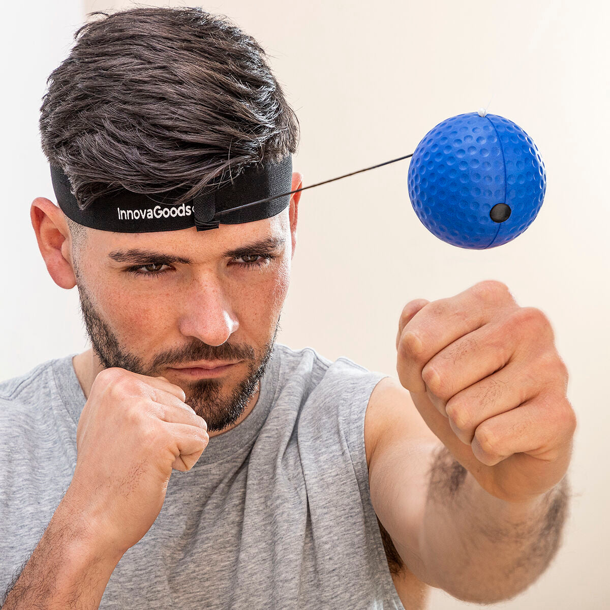 InnovaGoods Trainings- und Reflexball-Set Balxing mit Stirnband und zwei Bällen – Rückansicht