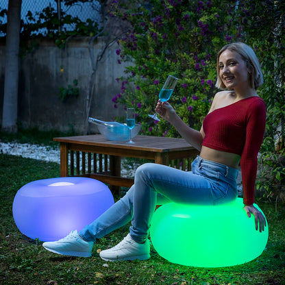 Aufblasbarer transparenter LED-Hocker Pulight von InnovaGoods mit mehrfarbiger Beleuchtung – Ansicht 7