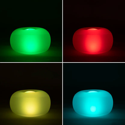 Aufblasbarer transparenter LED-Hocker Pulight von InnovaGoods mit mehrfarbiger Beleuchtung – Anwendungsansicht