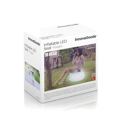 Aufblasbarer transparenter LED-Hocker Pulight von InnovaGoods mit mehrfarbiger Beleuchtung – Detailansicht