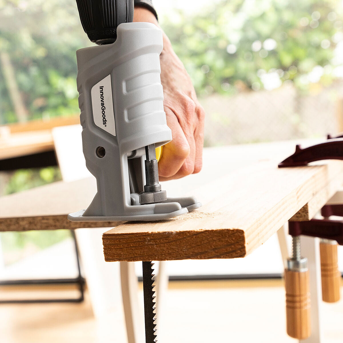 Jrill InnovaGoods Stichsägen-Adapter für Bohrmaschinen mit Sägeblättern – Rückansicht