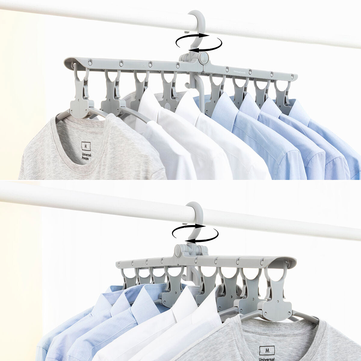 Mehrfach-Kleiderbügel 8-in-1 Spavver von InnovaGoods in Grau – Seitenansicht