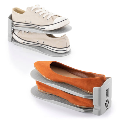 Verstellbarer Schuhhalter Sholzzer von InnovaGoods, 6 Stück, grau – Anwendungsansicht