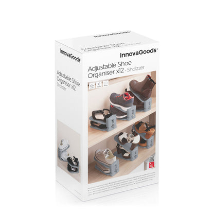 Verstellbarer Schuhhalter Sholzzer von InnovaGoods, 6 Stück, grau – Detailansicht