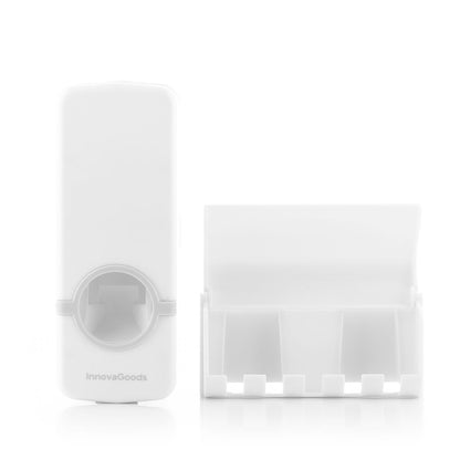 Zahnpastaspender mit Zahnbürstenhalter Diseeth von InnovaGoods in Weiss und Grau – Rückansicht