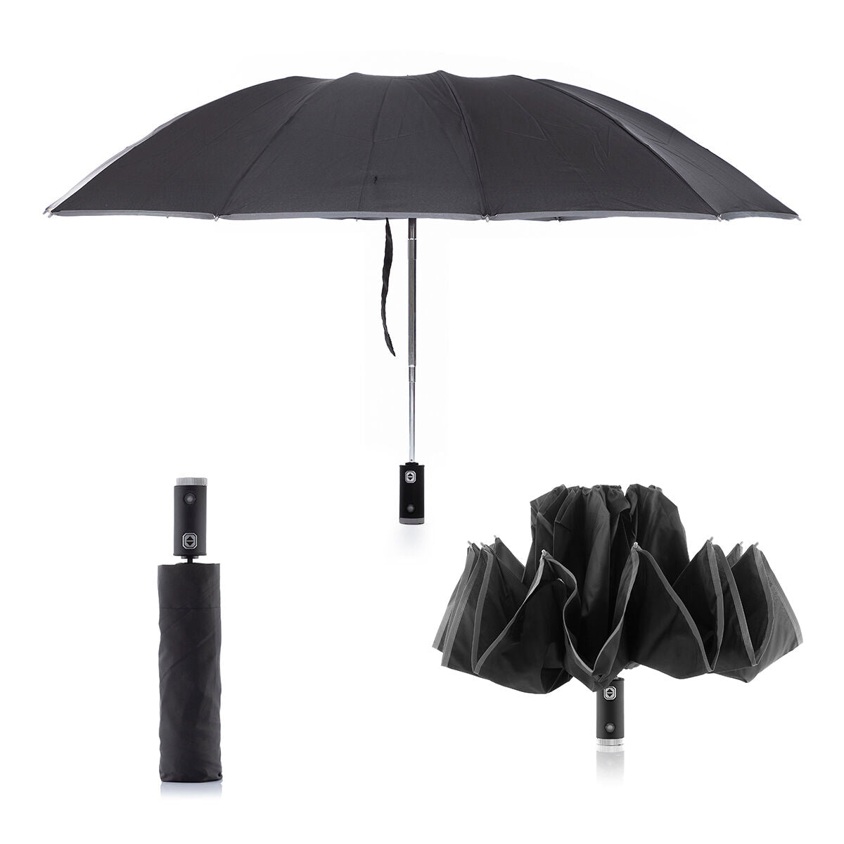 LED-Regenschirm mit umgekehrter Faltung von InnovaGoods – Detailansicht