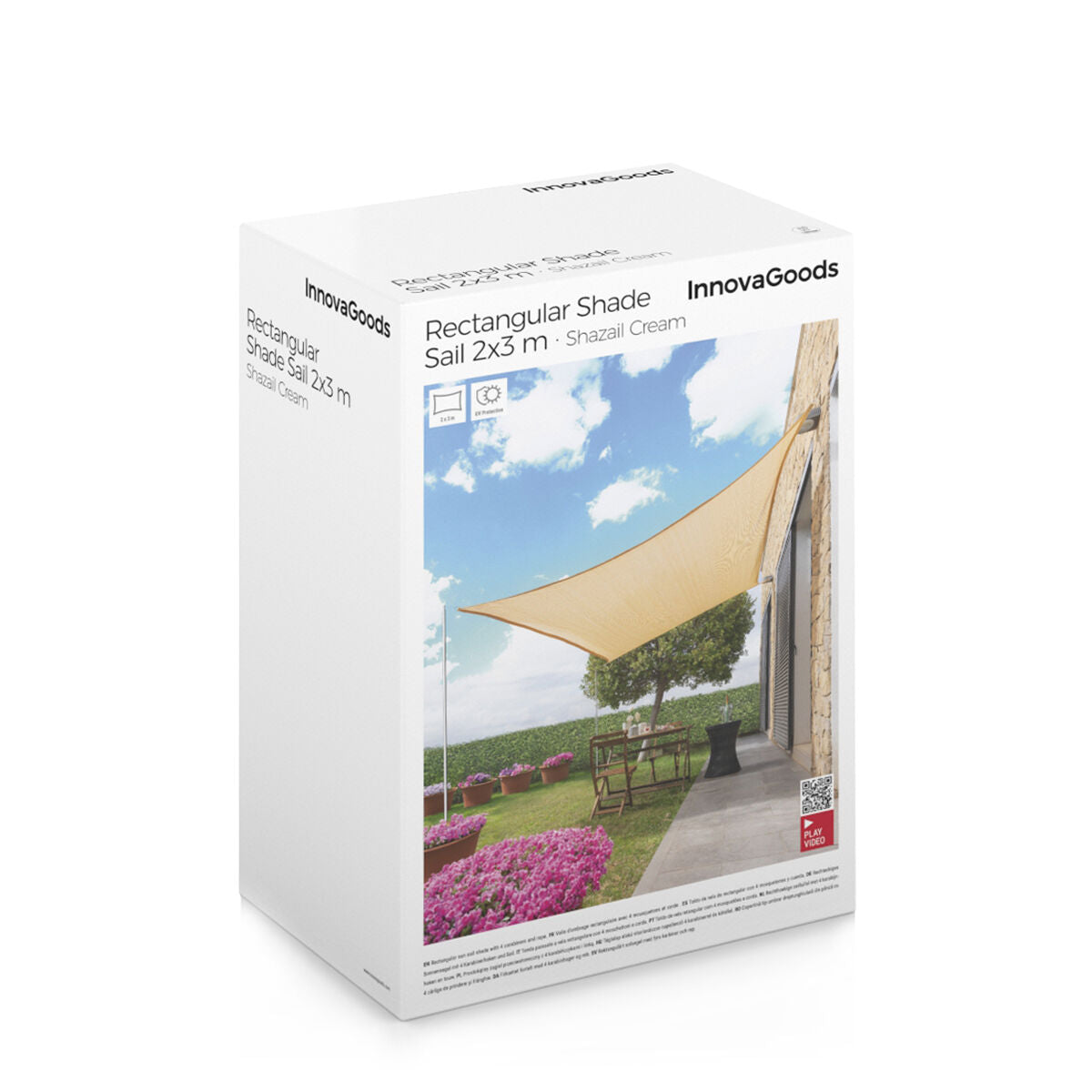 Rechteckiges Sonnensegel Shazail von InnovaGoods 2 x 3 m in Beige und Grau – Seitenansicht