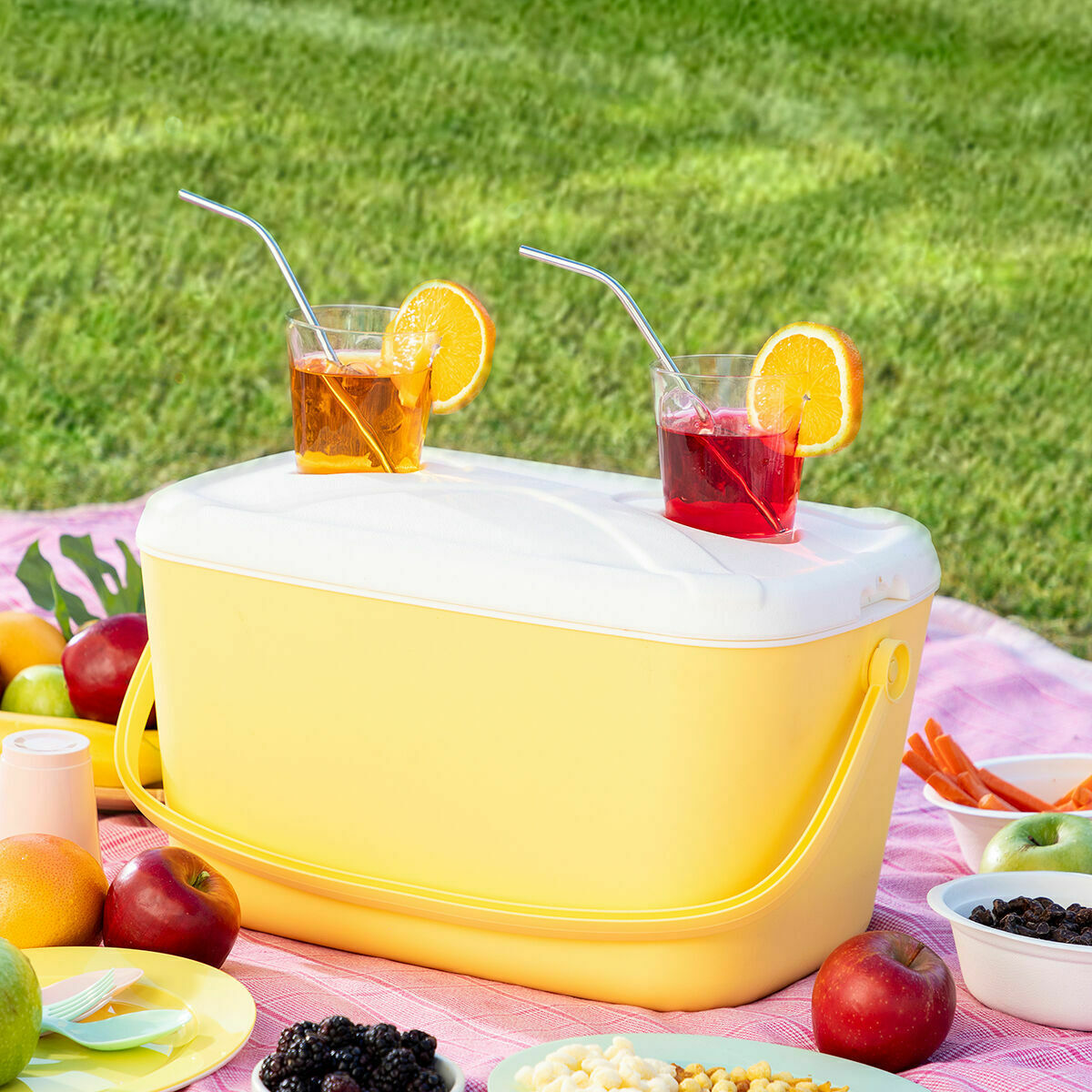 Tragbare Kühlbox Lilty 15 l von InnovaGoods mit Tragegriff und Deckel mit Becherhaltern – Verpackung