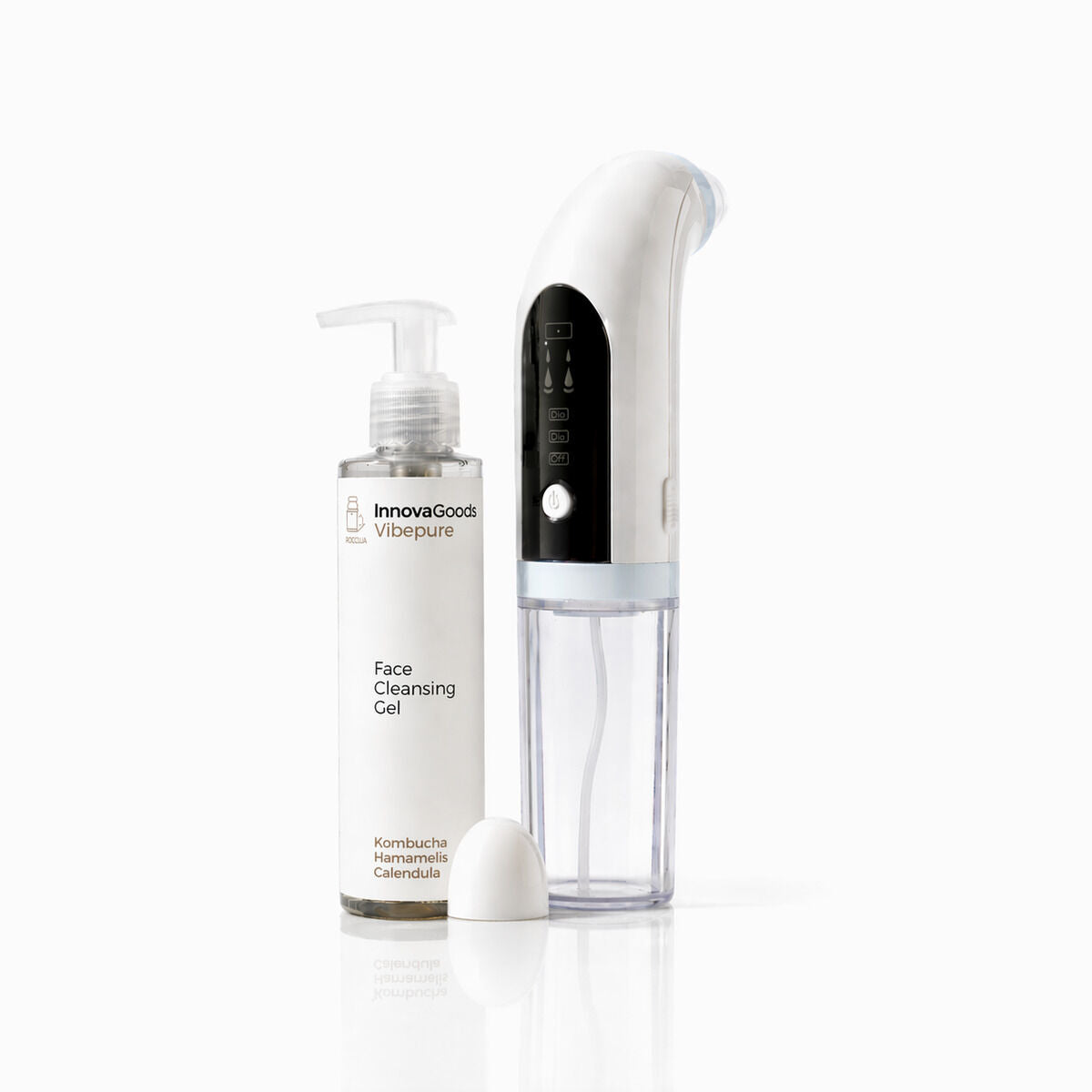Set Gesichtsreinigungsgerät gegen Unreinheiten wiederaufladbar + Kombucha Gel 200 ml InnovaGoods
