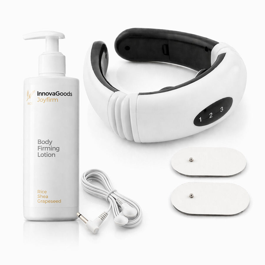 InnovaGoods Calmagner Nacken- und Rückenmassagegerät mit Rice Joyfirm Körperlotion 250 ml – Produktansicht