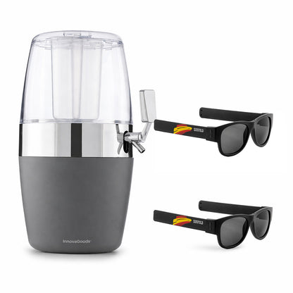 Pack Bierkühler-Spender InnovaGoods und 2 faltbare Sonnenbrillen Sunfold Spain Black