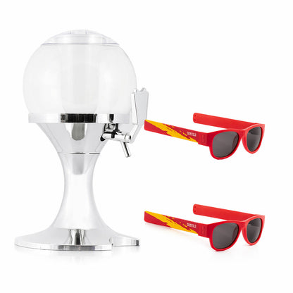 Set Bierkühler-Spender InnovaGoods und 2 Roll-Sonnenbrillen Sunfold Spain Red