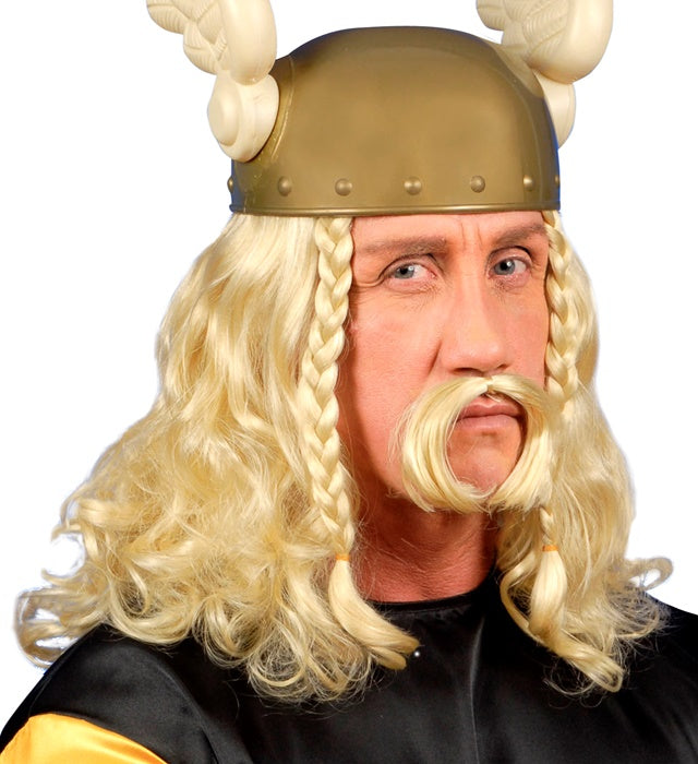 Gaulois-Perücke mit Schnurrbart in Box für Fasnacht und Karneval