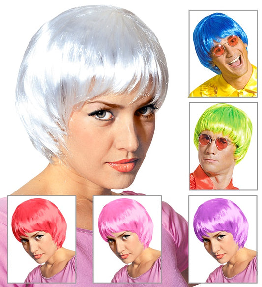 New Age Perücke in sechs Farben – Weiß, Rosa, Lila, Blau, Rot und Grün